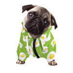 Lime Green Fried Eggs Pattern Print Dog Zip Up Hoodie