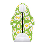 Lime Green Fried Eggs Pattern Print Dog Zip Up Hoodie