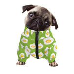 Lime Green Fried Eggs Pattern Print Dog Zip Up Jacket