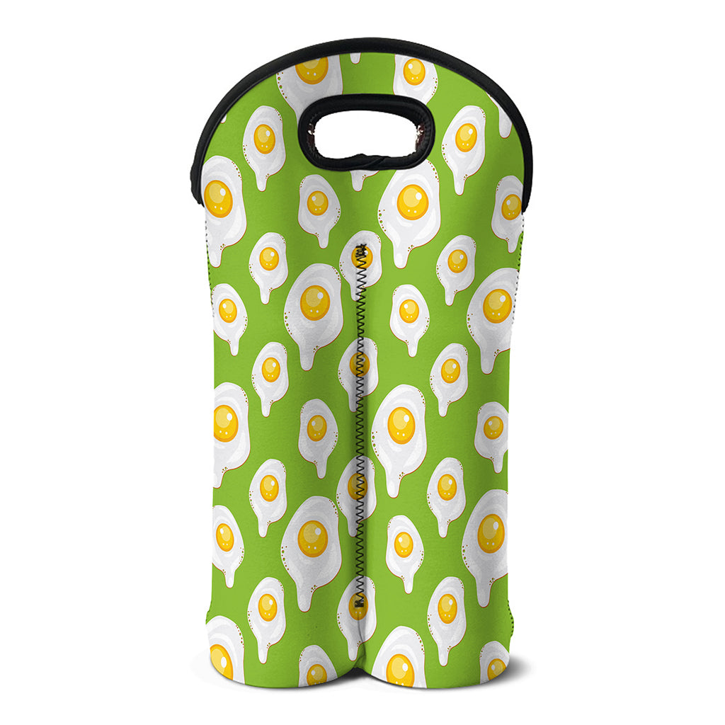 Lime Green Fried Eggs Pattern Print Double Neoprene Wine Tote