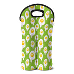 Lime Green Fried Eggs Pattern Print Double Neoprene Wine Tote