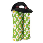 Lime Green Fried Eggs Pattern Print Double Neoprene Wine Tote