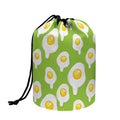 Lime Green Fried Eggs Pattern Print Drawstring Makeup Bag