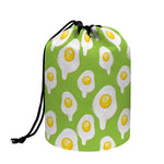 Lime Green Fried Eggs Pattern Print Drawstring Makeup Bag