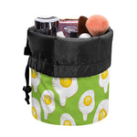 Lime Green Fried Eggs Pattern Print Drawstring Makeup Bag