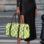 Lime Green Fried Eggs Pattern Print Duffle Bag