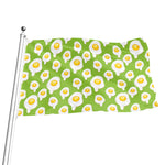 Lime Green Fried Eggs Pattern Print Flag