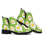 Lime Green Fried Eggs Pattern Print Flat Ankle Boots