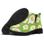 Lime Green Fried Eggs Pattern Print Flat Ankle Boots