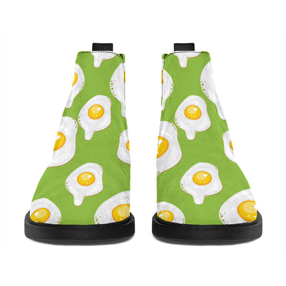 Lime Green Fried Eggs Pattern Print Flat Ankle Boots