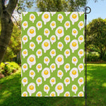 Lime Green Fried Eggs Pattern Print Garden Flag