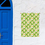 Lime Green Fried Eggs Pattern Print Garden Flag