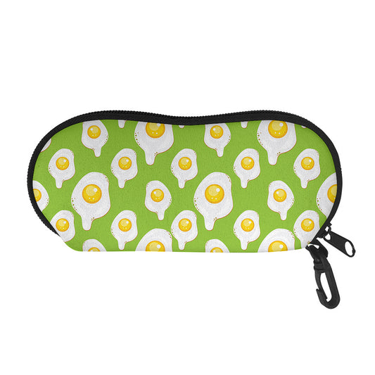 Lime Green Fried Eggs Pattern Print Glasses Case