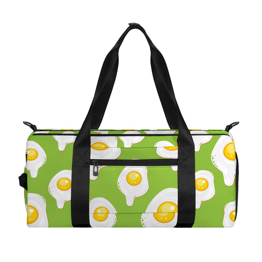Lime Green Fried Eggs Pattern Print Gym Bag