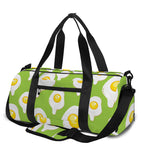 Lime Green Fried Eggs Pattern Print Gym Bag