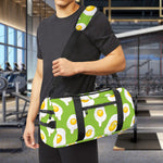 Lime Green Fried Eggs Pattern Print Gym Bag