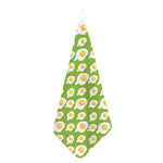 Lime Green Fried Eggs Pattern Print Hand Towel
