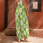 Lime Green Fried Eggs Pattern Print Harem Pants