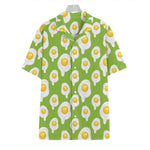 Lime Green Fried Eggs Pattern Print Hawaiian Shirt