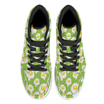 Lime Green Fried Eggs Pattern Print High Top Leather Sneakers