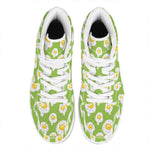Lime Green Fried Eggs Pattern Print High Top Leather Sneakers