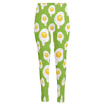 Lime Green Fried Eggs Pattern Print High-Waisted Pocket Leggings