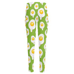 Lime Green Fried Eggs Pattern Print High-Waisted Pocket Leggings