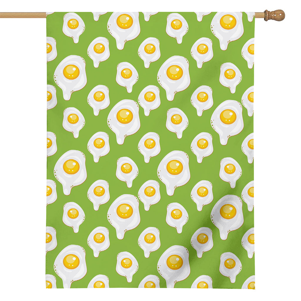 Lime Green Fried Eggs Pattern Print House Flag