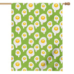 Lime Green Fried Eggs Pattern Print House Flag