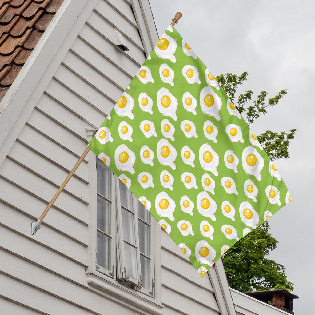 Lime Green Fried Eggs Pattern Print House Flag
