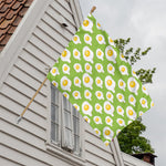Lime Green Fried Eggs Pattern Print House Flag