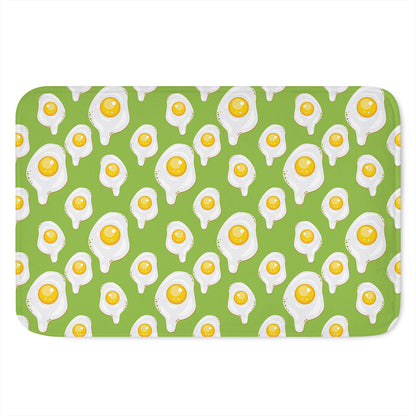 Lime Green Fried Eggs Pattern Print Indoor Door Mat