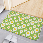 Lime Green Fried Eggs Pattern Print Indoor Door Mat