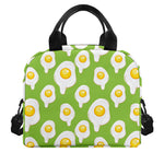 Lime Green Fried Eggs Pattern Print Insulated Lunch Bag