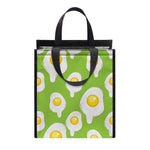 Lime Green Fried Eggs Pattern Print Insulated Lunch Tote