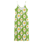 Lime Green Fried Eggs Pattern Print Jersey Midi Cami Dress