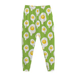 Lime Green Fried Eggs Pattern Print Jogger Pants