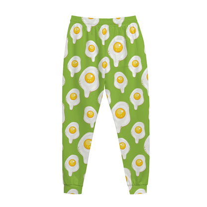 Lime Green Fried Eggs Pattern Print Jogger Pants