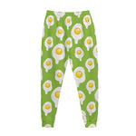 Lime Green Fried Eggs Pattern Print Jogger Pants