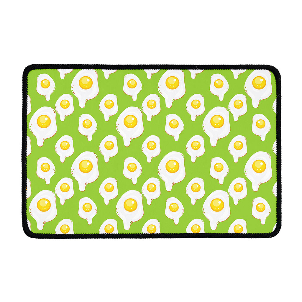 Lime Green Fried Eggs Pattern Print Kitchen Mat