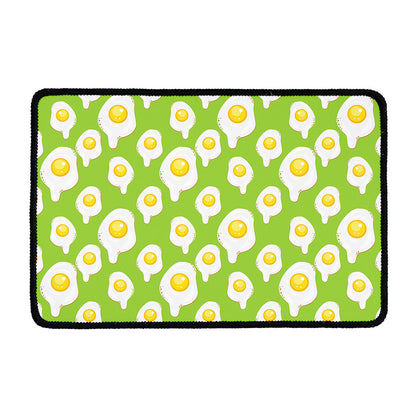 Lime Green Fried Eggs Pattern Print Kitchen Mat