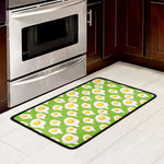 Lime Green Fried Eggs Pattern Print Kitchen Mat