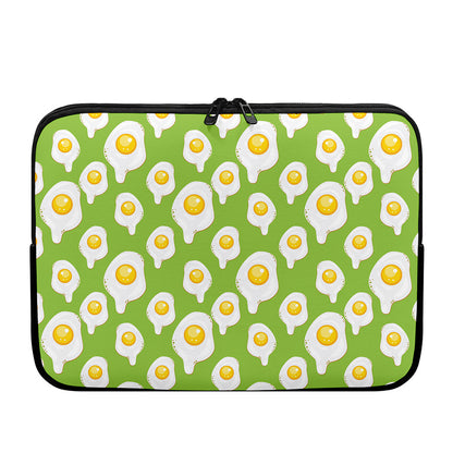 Lime Green Fried Eggs Pattern Print Laptop Sleeve