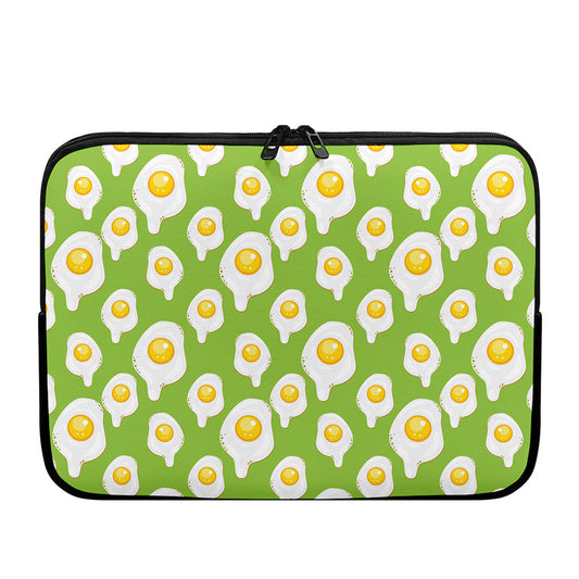 Lime Green Fried Eggs Pattern Print Laptop Sleeve