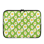 Lime Green Fried Eggs Pattern Print Laptop Sleeve