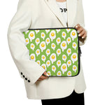 Lime Green Fried Eggs Pattern Print Laptop Sleeve