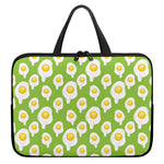 Lime Green Fried Eggs Pattern Print Laptop Sleeve With Handle