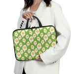 Lime Green Fried Eggs Pattern Print Laptop Sleeve With Handle