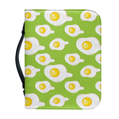 Lime Green Fried Eggs Pattern Print Leather Bible Cover