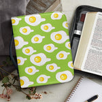 Lime Green Fried Eggs Pattern Print Leather Bible Cover